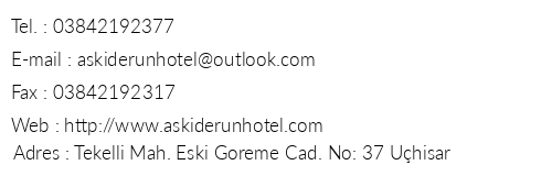 Ak- Derun Hotel telefon numaralar, faks, e-mail, posta adresi ve iletiim bilgileri